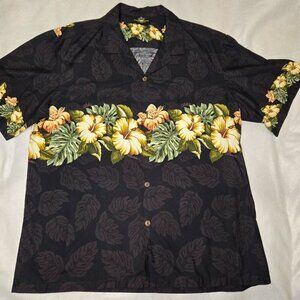 Royal Creations Hawaiian Black Floral Short Sleeve Shirt 2XL 100%‎ Cotton